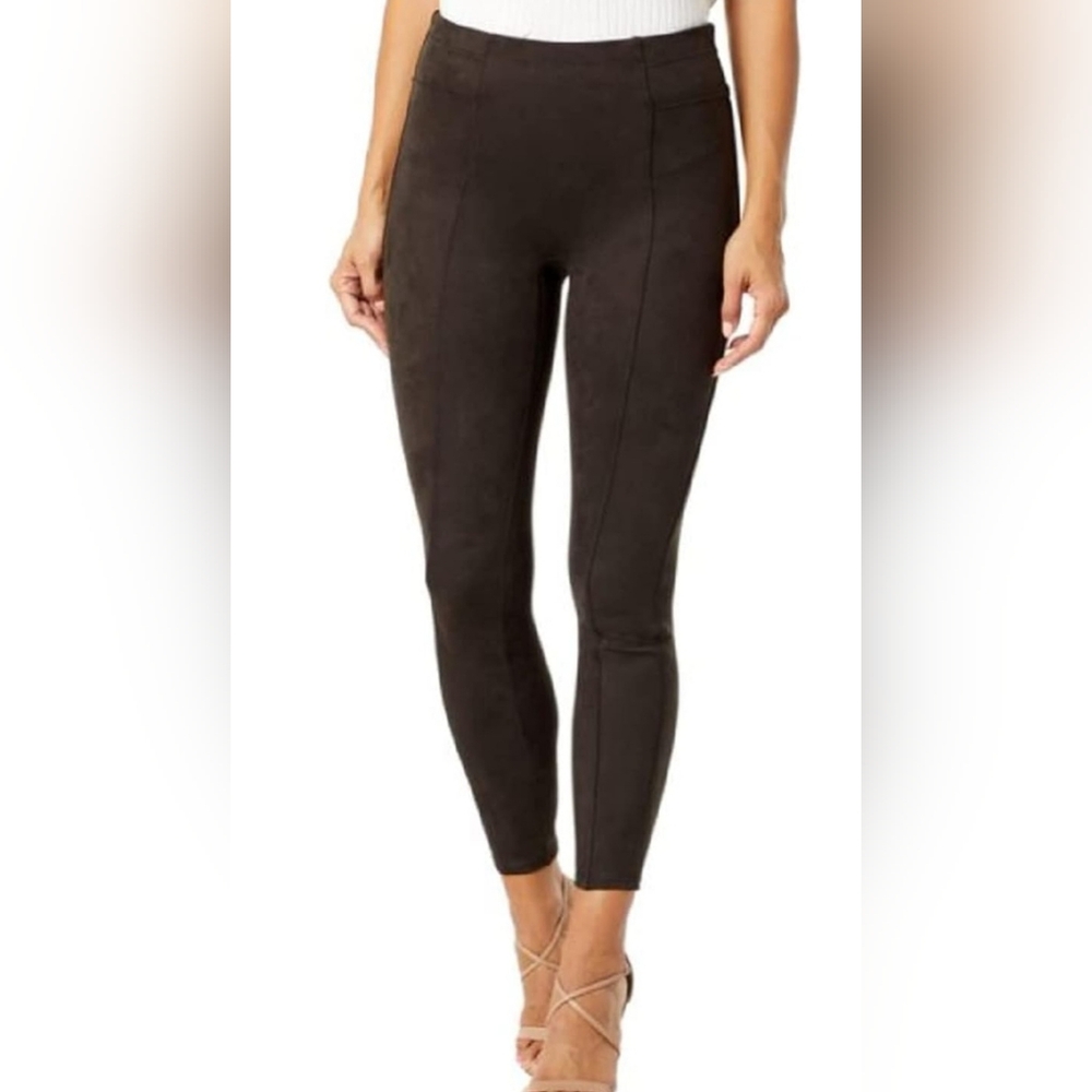 Spanx Dark Brown Suede Leggings, Size  Large.